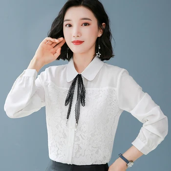 COIGARSAM Fashion Full Sleeve Shirt Womens tops New Spring Chiffon Lace Patchwork Women shirts White 01857
COIGARSAM Fashion Full Sleeve Shirt Womens tops New Spring Chiffon Lace Patchwork Women shirts White 01857