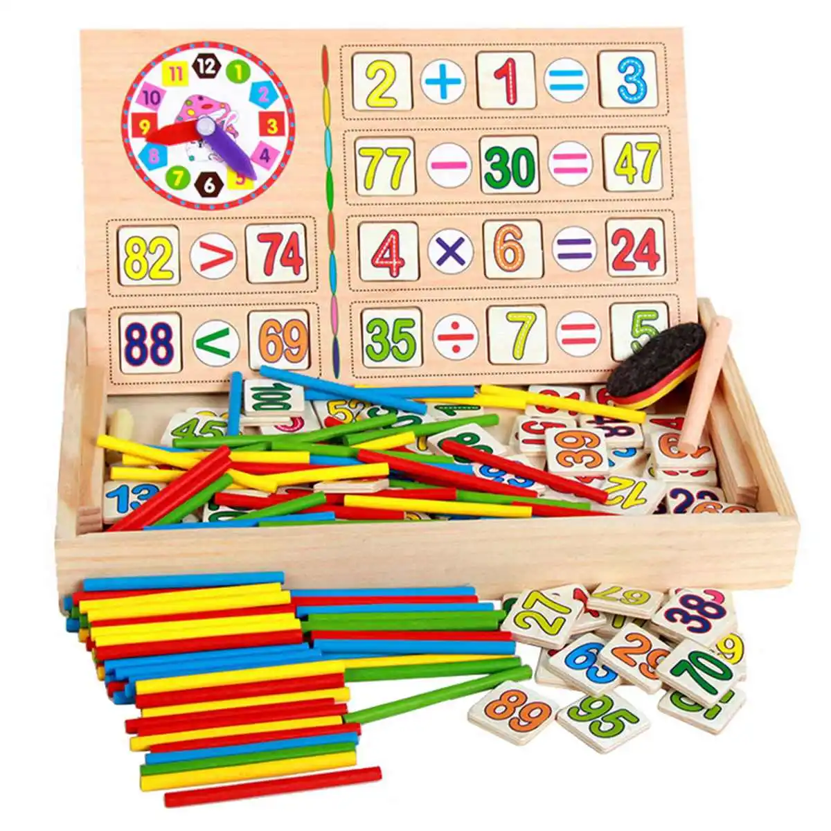 Kids Maths Teaching Box Set Children Wooden Number Counting Math Toy Baby Mathematics Calculate Game Toy with Education Block
Kids Maths Teaching Box Set Children Wooden Number Counting Math Toy Baby Mathematics Calculate Game Toy with Education Block