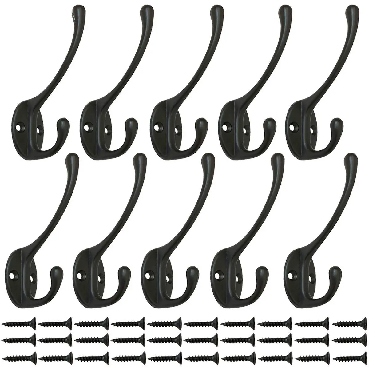 10 Pack Heavy Duty Dual Coat Hooks Wall Mounted with 30 Screws Retro Double Utility Rustic Hooks for Coat, Scarf, Bag, Towel, Ke 
10 Pack Heavy Duty Dual Coat Hooks Wall Mounted with 30 Screws Retro Double Utility Rustic Hooks for Coat, Scarf, Bag, Towel, Ke