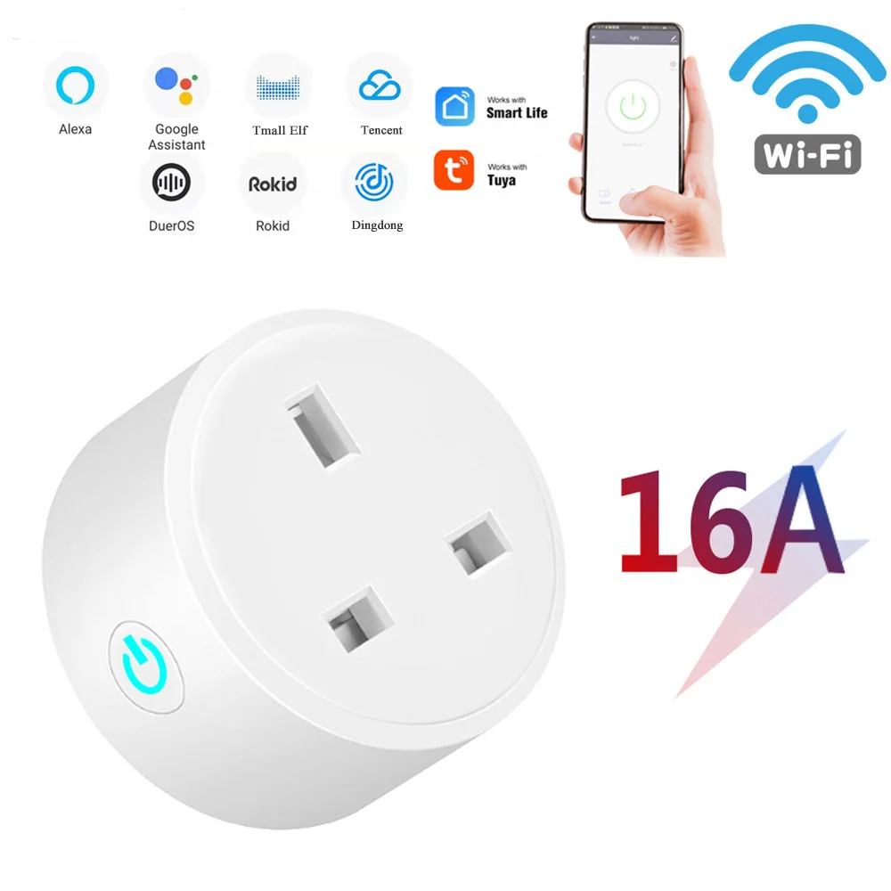 UK Plug 16A WIFI smart home plug mobile phone timer switch countdown voice Remote Control Wifi With Amazon Alexa Google Tuya
UK Plug 16A WIFI smart home plug mobile phone timer switch countdown voice Remote Control Wifi With Amazon Alexa Google Tuya