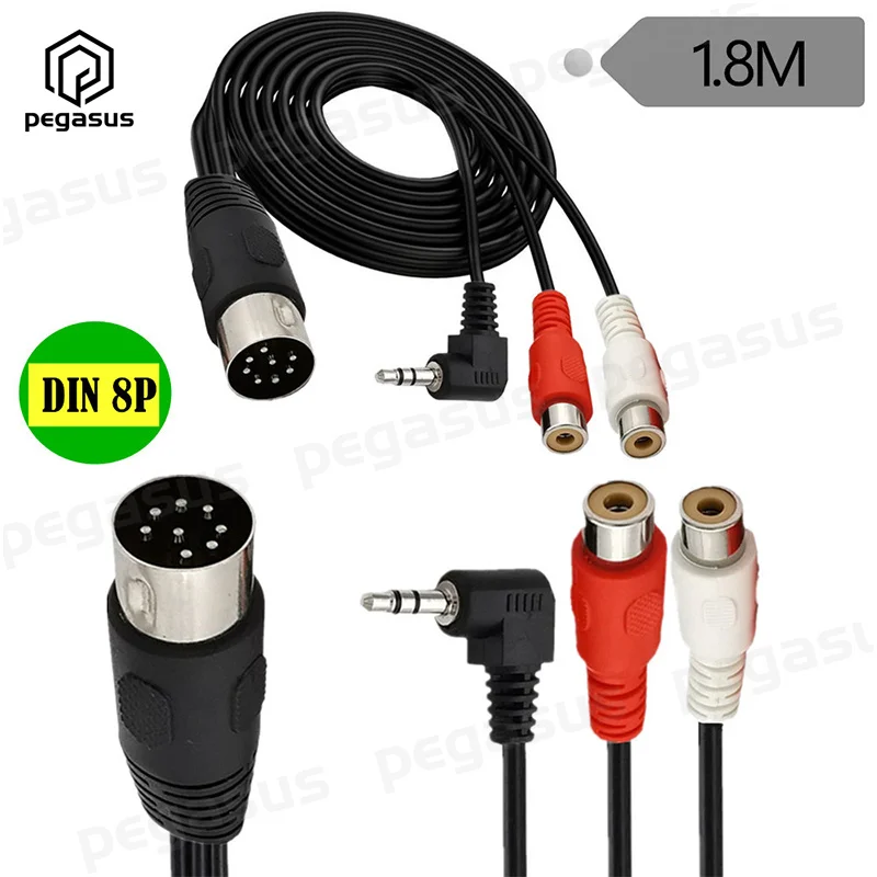 3-полюсный аудиокабель с разъемом 1 8 метра разъем 8-Pin 2RCA + DC 3 5 мм угол 90 градусов