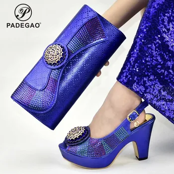 Italian Women Ladies Shoe and Bag to Match Decorate with Rhinestone for Royal Party 2020 Nigerian Style in Blue Color 
Italian Women Ladies Shoe and Bag to Match Decorate with Rhinestone for Royal Party 2020 Nigerian Style in Blue Color