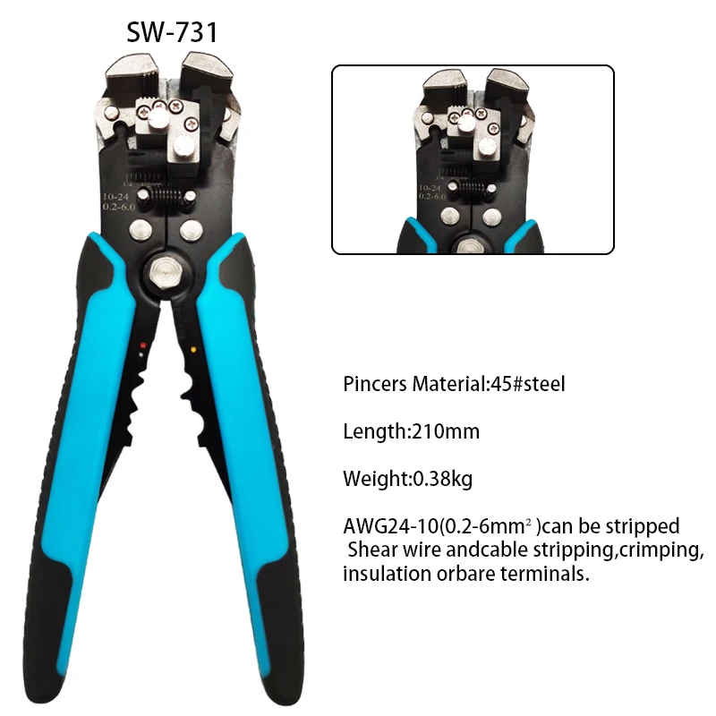 Automatische Draad Stripper Multifunctionele Terminal Crimpingtool SW-731 0.2- 6.0mm2 Kabel Cutter Lengte Verstelbare
Automatische Draad Stripper Multifunctionele Terminal Crimpingtool SW-731 0.2- 6.0mm2 Kabel Cutter Lengte Verstelbare