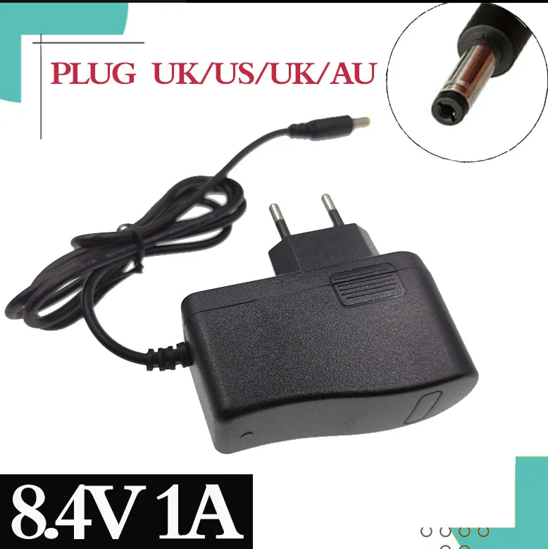 8.4V 1A 18650 lithium battery charger 5.5mm * 2.1 portable charger EU /US Plus
8.4V 1A 18650 lithium battery charger 5.5mm * 2.1 portable charger EU /US Plus