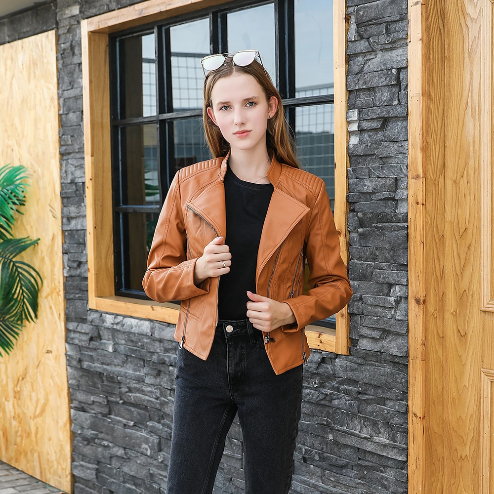 Aimsnug Pu Leather Jacket Black Red Washed Tunic Outerwear Jacket Turn-down Collar Multy Zippers Pocket 2019 Women Fashion Coats
Aimsnug Pu Leather Jacket Black Red Washed Tunic Outerwear Jacket Turn-down Collar Multy Zippers Pocket 2019 Women Fashion Coats