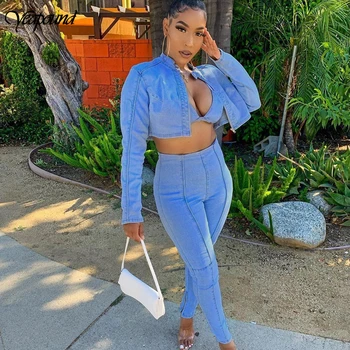 Women Solid Color Zipper Two Piece Set Long Sleeve Jacket Coat + Pants Denim 2 Piece Suit Hot Summer Wear Jeans Outfits
Women Solid Color Zipper Two Piece Set Long Sleeve Jacket Coat + Pants Denim 2 Piece Suit Hot Summer Wear Jeans Outfits