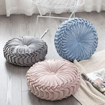 High quality Newest Home Textile Velvet Pleated Round Solid Color Cushion 
High quality Newest Home Textile Velvet Pleated Round Solid Color Cushion