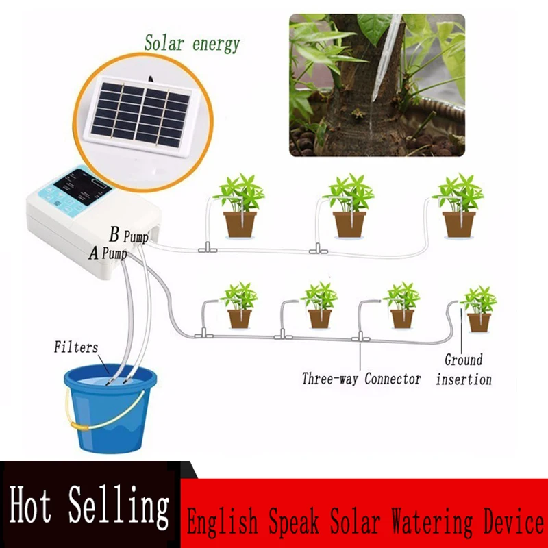 Garden Drip Irrigation Watering System 1/2 Pump Controller Timer System Solar Intelligent Automatic Watering Device for Plants
Garden Drip Irrigation Watering System 1/2 Pump Controller Timer System Solar Intelligent Automatic Watering Device for Plants