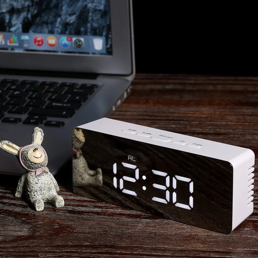 LED Mirror Alarm Clock Digital Snooze Table Clock Wake Up Light Electronic Large Time Temperature Display Home Decoration Clock
LED Mirror Alarm Clock Digital Snooze Table Clock Wake Up Light Electronic Large Time Temperature Display Home Decoration Clock