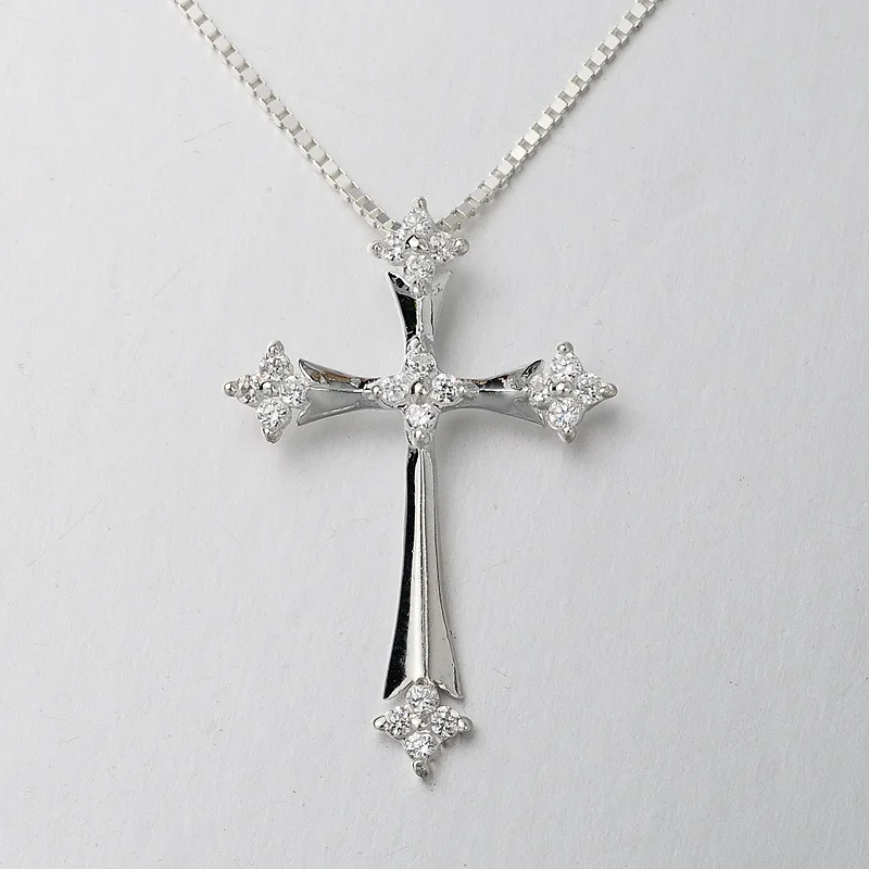 Fashion Simple Crucifix Pendant Trend Women's Inlay Zircon Silver Color Pendant Elegant Lady Christian Anniversary Jewelry
Fashion Simple Crucifix Pendant Trend Women's Inlay Zircon Silver Color Pendant Elegant Lady Christian Anniversary Jewelry