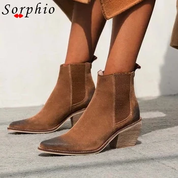 Sorphio Retro Female Brand Leisure Women Shoes High Heels Pointed Toe Autumn Boots Women Fashion Flock Slip On Ankle Boots
Sorphio Retro Female Brand Leisure Women Shoes High Heels Pointed Toe Autumn Boots Women Fashion Flock Slip On Ankle Boots
