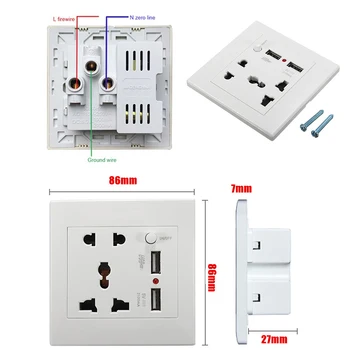 5V 2.1A 2 USB Wall Socket 2 Ports USB Outlet Power Charger Switch Socket Charging Universal for iphone Huawei Xiaomi
5V 2.1A 2 USB Wall Socket 2 Ports USB Outlet Power Charger Switch Socket Charging Universal for iphone Huawei Xiaomi