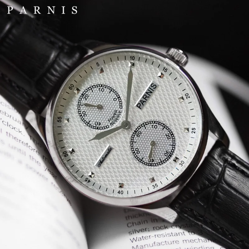 Parnis Watch Mens 43mm Power Reserve Classic man clock male automatic mechanical watch men Top Brand Luxury relogio masculino
Parnis Watch Mens 43mm Power Reserve Classic man clock male automatic mechanical watch men Top Brand Luxury relogio masculino