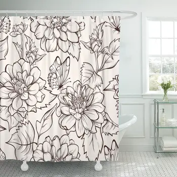 Brown Pretty with Blooming Dahlia Flowers and Flying Butterfly Orange Cartoon Feminine Waterproof Polyester Shower Curtain
Brown Pretty with Blooming Dahlia Flowers and Flying Butterfly Orange Cartoon Feminine Waterproof Polyester Shower Curtain