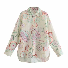 Summer Women Flower Printing Side Slit Linen Blouse Female Long Sleeve Shirt Casual Lady Loose Tops Blusas S8853
Summer Women Flower Printing Side Slit Linen Blouse Female Long Sleeve Shirt Casual Lady Loose Tops Blusas S8853