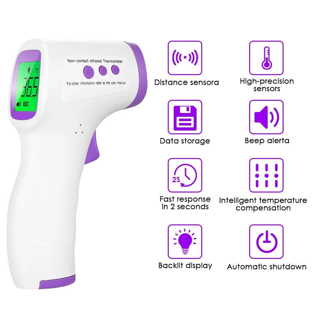 Infrared Thermometer Human Body Digital Non-Contact Forehead Thermometer for Baby Kids Adult Objects 3 color backlight
Infrared Thermometer Human Body Digital Non-Contact Forehead Thermometer for Baby Kids Adult Objects 3 color backlight