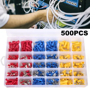 500pcs Electrical Cable Wire Connectors Insulated Cold-pressed Terminal Wire and Cable Terminal Crimp Connector Set Tool 
500pcs Electrical Cable Wire Connectors Insulated Cold-pressed Terminal Wire and Cable Terminal Crimp Connector Set Tool