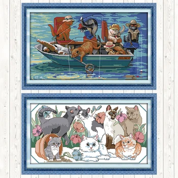 The Fishing Cats 14ct 11ct Count Print Canvas Cross Stitch Package DIY Crafts Needlework Embroidery DMC Thread Embroidery Kits
The Fishing Cats 14ct 11ct Count Print Canvas Cross Stitch Package DIY Crafts Needlework Embroidery DMC Thread Embroidery Kits