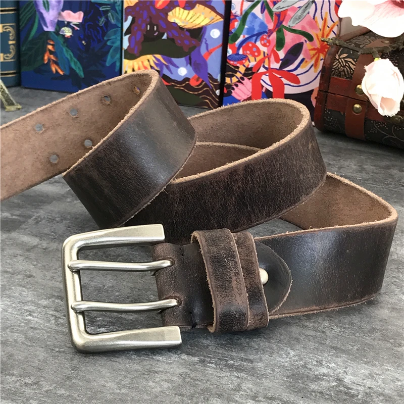 Texwood men's casual and sports wear store, summer beach clothes, men's leather fashion, jewelry, sunglasses Double Pin Vintage Belt Buckle Super Wide 4.2CM Genuine Leather Men Belt Luxury Ceinture Homme Jeans Cinturon Mujer MBT0018