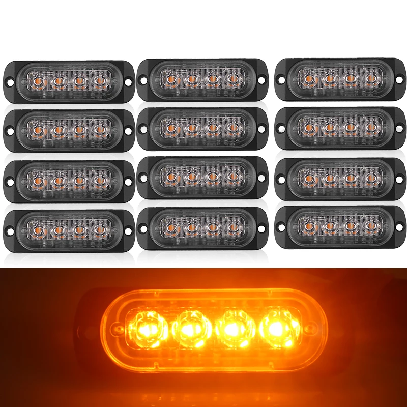 12pcs Car Truck Warning Strobe Light Bar 18W DC 12V Yellow 4 LED Accessories Set
12pcs Car Truck Warning Strobe Light Bar 18W DC 12V Yellow 4 LED Accessories Set