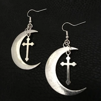 Gothic Large Hoop Moon Earrings Cross Earrings New Female Jewelry
Gothic Large Hoop Moon Earrings Cross Earrings New Female Jewelry