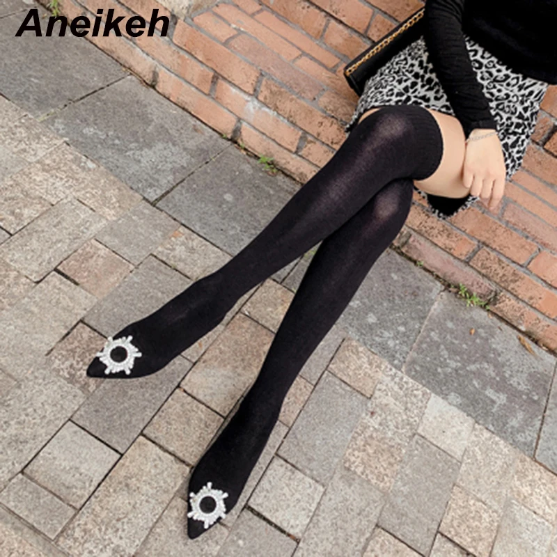 Aneikeh 2020 Fashion Boots Glitter Crystal Cotton Fabric Knee-High Boots Women Pointed Toe Sexy Club Shoes Square Low-heel Shoes
Aneikeh 2020 Fashion Boots Glitter Crystal Cotton Fabric Knee-High Boots Women Pointed Toe Sexy Club Shoes Square Low-heel Shoes