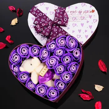 Soap Flower Gift Box with 20pcs Roses Small Bear Doll for Valentine's Day Wedding Party Home Decoration Bath Body Soaps
Soap Flower Gift Box with 20pcs Roses Small Bear Doll for Valentine's Day Wedding Party Home Decoration Bath Body Soaps