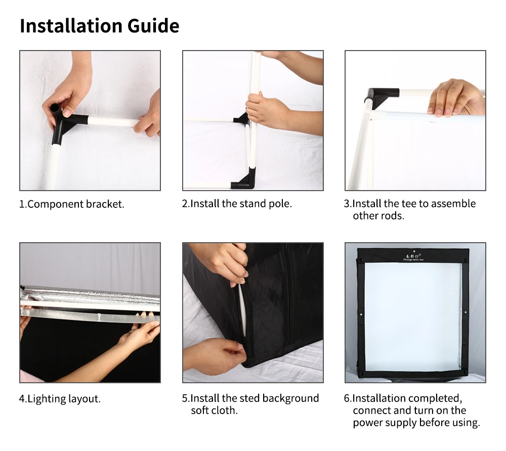 Description Picture 5 of itemLED Folding Photo Studio Softbox Light Box 140cmx120cmx50cm light Tent with white yellow black background Accessories box light