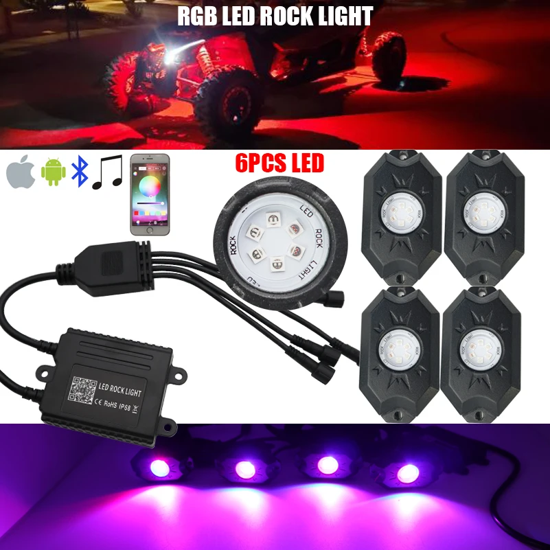4/8 Pods RGB Led Rock Light Kit IP68 Bluetooth Control Wiring Harness & Switch for Offroad SUV 4WD ATV UTE Car Trucks
4/8 Pods RGB Led Rock Light Kit IP68 Bluetooth Control Wiring Harness & Switch for Offroad SUV 4WD ATV UTE Car Trucks