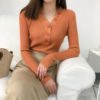 B 2020 Slim Fit Women Elegant Fashion Design V-Neck Sweaters Solid Winter Cardigan Wear Long Sleeve Single Breasted Shirts
B 2020 Slim Fit Women Elegant Fashion Design V-Neck Sweaters Solid Winter Cardigan Wear Long Sleeve Single Breasted Shirts