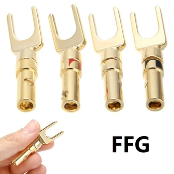 Spade Speaker Y Fork Connectors Gold Plated Cable Terminal Audio Plug for Binding Post Banana Jack Adapter
Spade Speaker Y Fork Connectors Gold Plated Cable Terminal Audio Plug for Binding Post Banana Jack Adapter