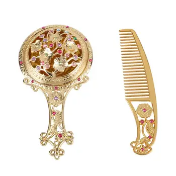 Rhinestone Cosmetic Mirror Comb Suit Set Round Shaped Mirror Patterns Random Make Up Mirror Chinese Vintage Hollow-out Carving
Rhinestone Cosmetic Mirror Comb Suit Set Round Shaped Mirror Patterns Random Make Up Mirror Chinese Vintage Hollow-out Carving