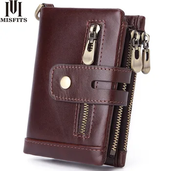MISFITS Vintage Short Wallet Genuine Cow Leather Men Wallet Coin Pocket Zipper Small Purse Card Holder Brand Portomonee for Male
MISFITS Vintage Short Wallet Genuine Cow Leather Men Wallet Coin Pocket Zipper Small Purse Card Holder Brand Portomonee for Male