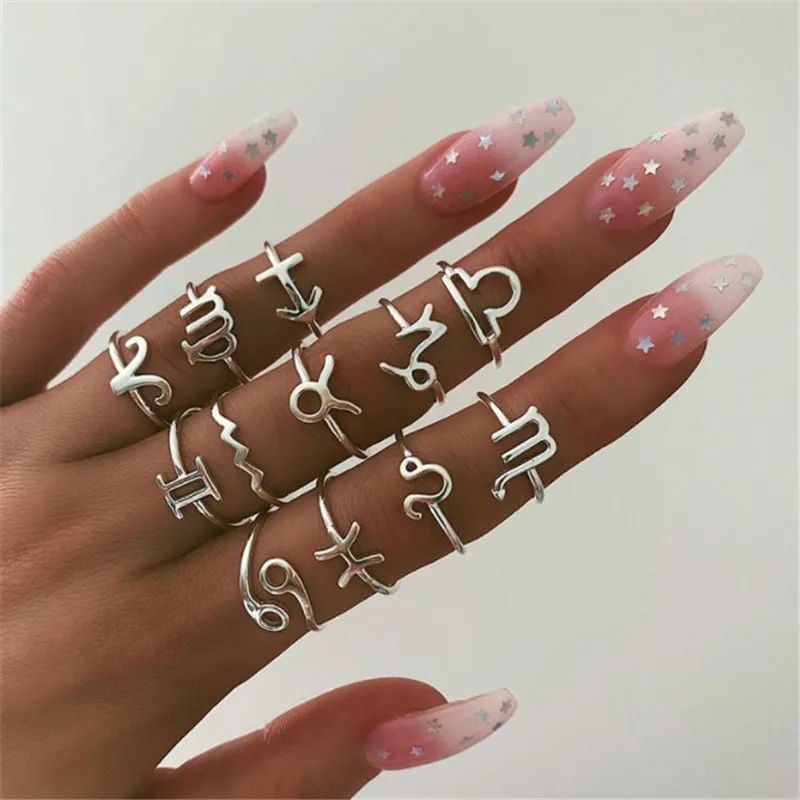 Fashion Metal 12 Constellation Zodiac Sign Finger Rings Set For Women Men Vintage Boho Silver Knuckle Ring Jewelry
Fashion Metal 12 Constellation Zodiac Sign Finger Rings Set For Women Men Vintage Boho Silver Knuckle Ring Jewelry