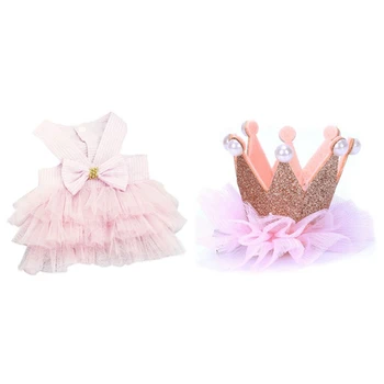 Wedding Dog Dress for Dog Clothes Princess Luxury Skirt L Pink with Crown Pet Dog Clip Hair Clip Golden 
Wedding Dog Dress for Dog Clothes Princess Luxury Skirt L Pink with Crown Pet Dog Clip Hair Clip Golden