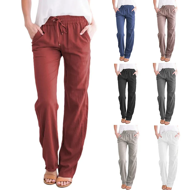 Straight Leg Solid Elastic High Waist Slim Trousers Cotton Linen Drawstring Loose Casual Basic Pants Sweatpants Four Seasons New
Straight Leg Solid Elastic High Waist Slim Trousers Cotton Linen Drawstring Loose Casual Basic Pants Sweatpants Four Seasons New