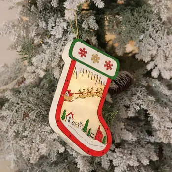 Wooden Stockings Shape Decorations Lighting Cute Creative Christmas Illuminate Window Christmas Tree Pendant Decor 
Wooden Stockings Shape Decorations Lighting Cute Creative Christmas Illuminate Window Christmas Tree Pendant Decor