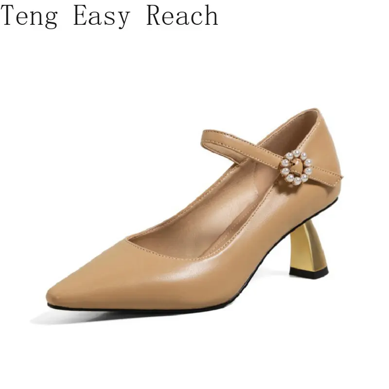 2021 Chic Spring Retro Mature Female Shoes Pointed Toe Pearls Buckle Strap Nude Milky Gold Heels Women Mary Janes Pumps
2021 Chic Spring Retro Mature Female Shoes Pointed Toe Pearls Buckle Strap Nude Milky Gold Heels Women Mary Janes Pumps