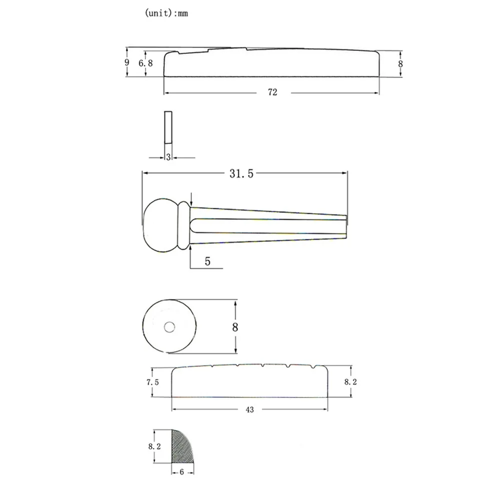 

6-String Guitar Nut Saddle Bridge Pin Set Portable Replacement Bridge Pins Musical Instruments Acoustic Guitars Accessories