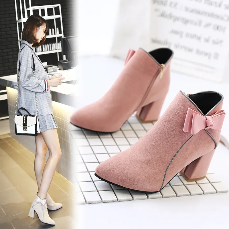 2019 Winter New Sweet Butterfly-Knot Boots Korean Fashion Martin Boots Wild High-Heel Ankle Boots Simple Comfort Women's Boots
2019 Winter New Sweet Butterfly-Knot Boots Korean Fashion Martin Boots Wild High-Heel Ankle Boots Simple Comfort Women's Boots