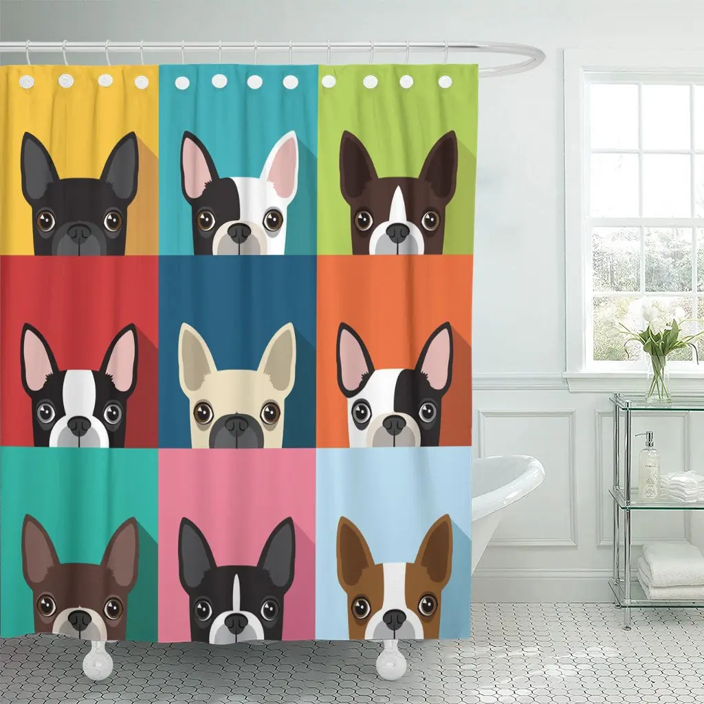 Shower Curtain Brown Fun Boston Terrier Pattern Full Color Flat Human Waterproof Polyester Fabric Set with Hooks
Shower Curtain Brown Fun Boston Terrier Pattern Full Color Flat Human Waterproof Polyester Fabric Set with Hooks