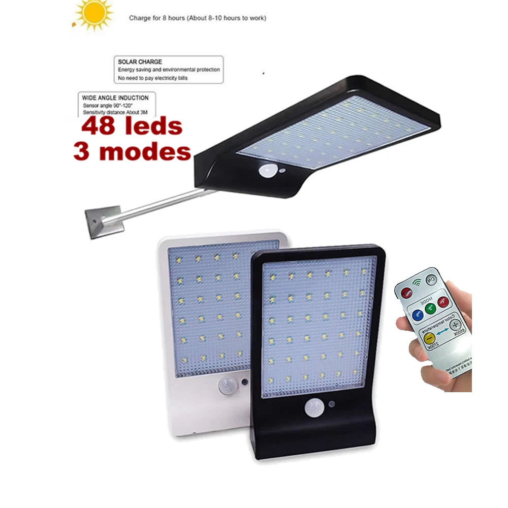 48 LED Solar Street Light 900lm Super Bright Motion Sensor Rechargeable 3 Modes in One Solar Garden Light with Remote Control re
48 LED Solar Street Light 900lm Super Bright Motion Sensor Rechargeable 3 Modes in One Solar Garden Light with Remote Control re