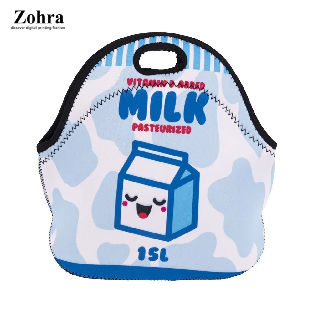 Zohra New Style Neoprene Bento Box Bag Outdoor Lunch Bag Thermal Bag Printed Cartoon Lunch Box Bag Insulated Bag