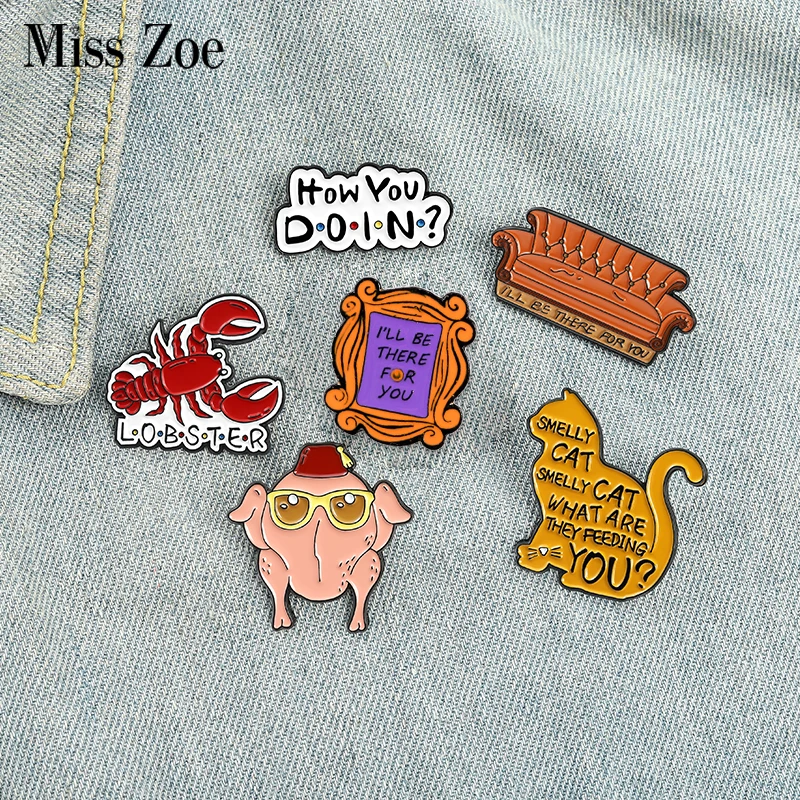 Friends How You Doin Enamel Pin Custom Smelly Cat Sofa Lobster Turkey Brooch Lapel Badge Classic TV Jewelry Gift for Fans
Friends How You Doin Enamel Pin Custom Smelly Cat Sofa Lobster Turkey Brooch Lapel Badge Classic TV Jewelry Gift for Fans