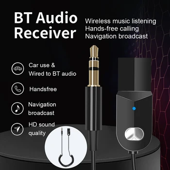 BT5.0 Bluetooth Adapter Built-in Microphone Bluetooth Receiver with 3.5mm AUX and USB for Car
BT5.0 Bluetooth Adapter Built-in Microphone Bluetooth Receiver with 3.5mm AUX and USB for Car
