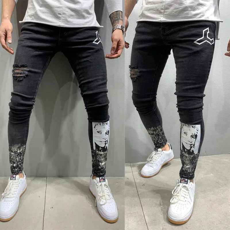 Mens Printed Pencil Jeans Skinny Ripped Destroyed Denim Pants Stretch Slim Fit Hop Hop Black Jean Designer Brand Man Plus Size
Mens Printed Pencil Jeans Skinny Ripped Destroyed Denim Pants Stretch Slim Fit Hop Hop Black Jean Designer Brand Man Plus Size