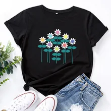 Women 100% Cotton T-Shirt New Flower Print Graphic Tshirt Female O Neck Short Sleeve Tees Summer Ladies Black Shirts Tops
Women 100% Cotton T-Shirt New Flower Print Graphic Tshirt Female O Neck Short Sleeve Tees Summer Ladies Black Shirts Tops