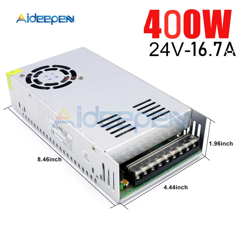 

DC 24V 16.7A 400W Switching Power Adapter 24V 16.7A 400 Watts Voltage Converter Regulated Switch Power Supply for LED