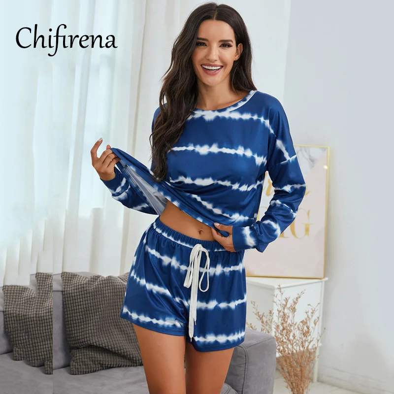 Chifirena Autumn Tie Dye Women Set Long Sleeve T Shirts Drawstring High Waist Shorts Striped 2 Piece Sets Casual Homewear Outfit
Chifirena Autumn Tie Dye Women Set Long Sleeve T Shirts Drawstring High Waist Shorts Striped 2 Piece Sets Casual Homewear Outfit
