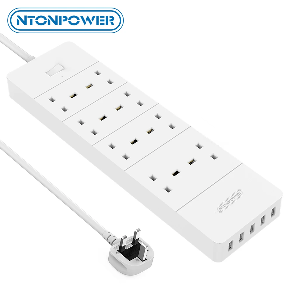 NTONPOWER Multi Plug Extension Lead 1700J Surge Protector and LightningStrikes Protection 13amp Extension Sockets 8 AC 5 USB
NTONPOWER Multi Plug Extension Lead 1700J Surge Protector and LightningStrikes Protection 13amp Extension Sockets 8 AC 5 USB